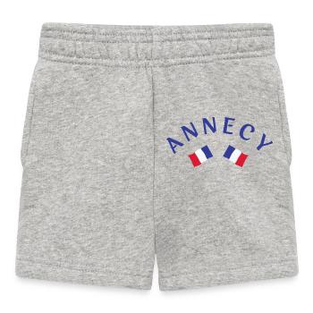 Annecy Crossed French Flags  - Baby Shorts - heather grey - Front