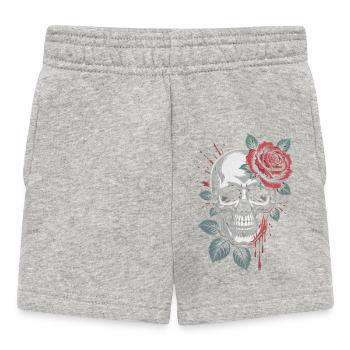 Rose on the skull: gloomy vintage tattoo style - Baby Shorts - heather grey - Front