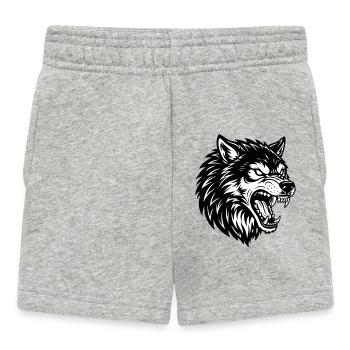 Wolf Black and White Wolf Alpha Mascot Logo - Baby Shorts - heather grey - Front