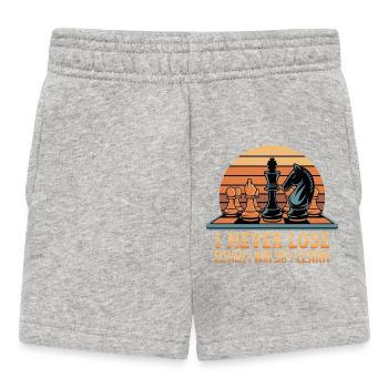 Schach Spruch - Ich verliere nie - Baby Shorts - Grau meliert - Vorne