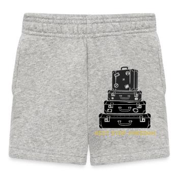 Suitcase Stack Freedom Saying - Baby Shorts - heather grey - Front