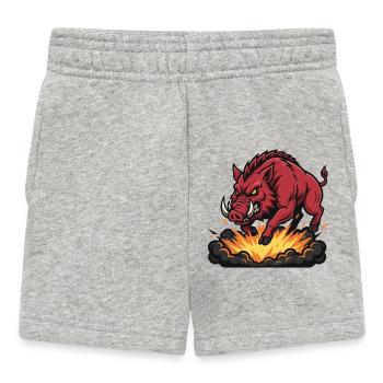 Red Boar Fire Blast Maskottchen Wildschwein - Baby Shorts - Grau meliert - Vorne