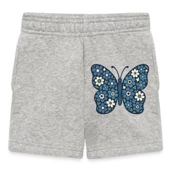 Fleurs Bleues Papillon Floral - Short Bébé - gris chiné - Devant