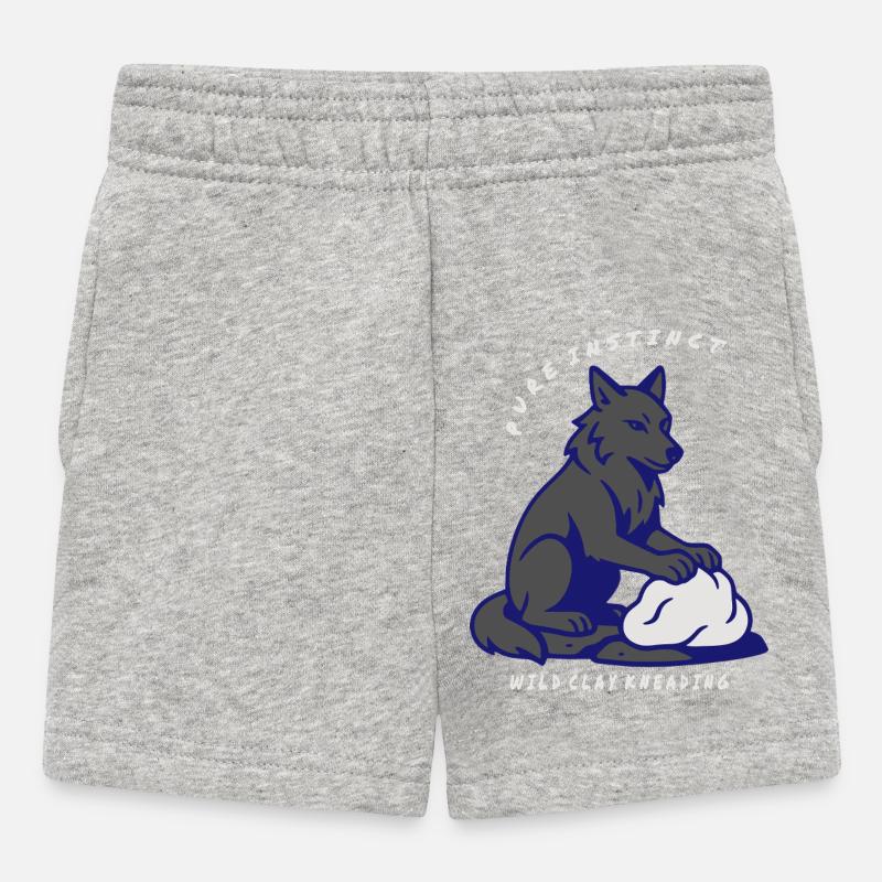 Wolf Instinct: Clay Kneading - Baby Shorts - heather grey