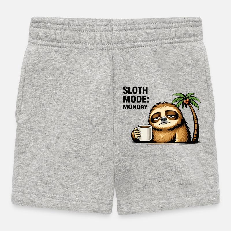Sloth Mode Monday Coffee - Baby Shorts - heather grey