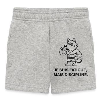 Loup Musclé Fatigué mais Discipliné - Short Bébé - gris chiné - Devant