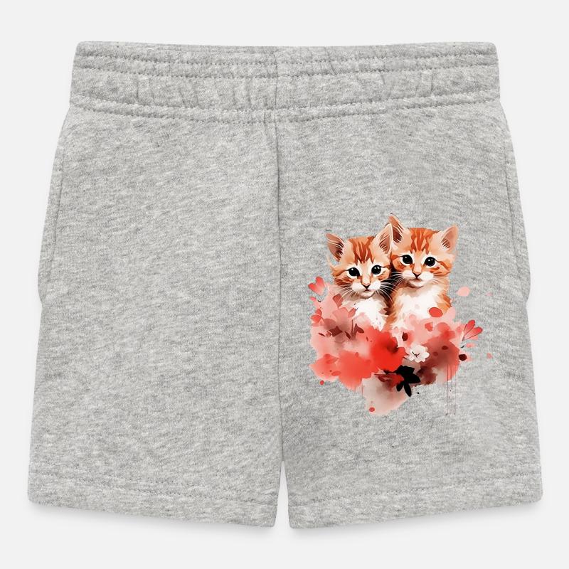 Fleurs de Duo de chatons aquarelle - Short Bébé - gris chiné