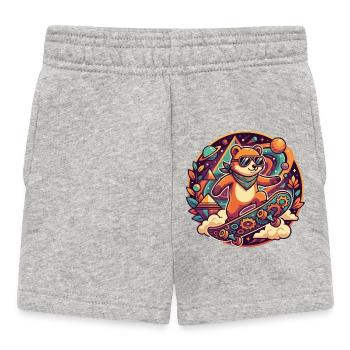 Motif Psy Skateur Ours Cosmique Cool - Short Bébé - gris chiné - Devant