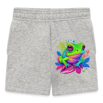 Regenbogenfrosch auf Blättern - Baby Shorts - Grau meliert - Vorne