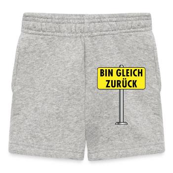 Bin Gleich Zurück Schild - Baby Shorts - Grau meliert - Vorne