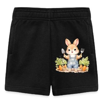 Cute bunny in the carrot bed - Baby Shorts - black - Front