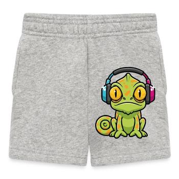 Baby-Chamäleon-Kopfhörer Zeichentrickmusik - Baby Shorts - Grau meliert - Vorne