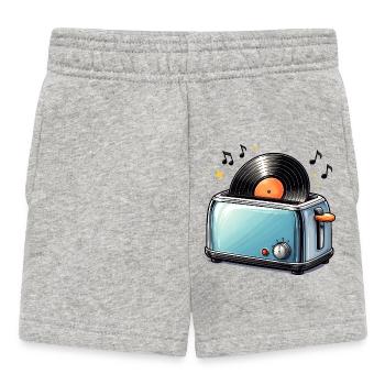 Vinyl in the toaster – Funny music motif - Baby Shorts - heather grey - Front