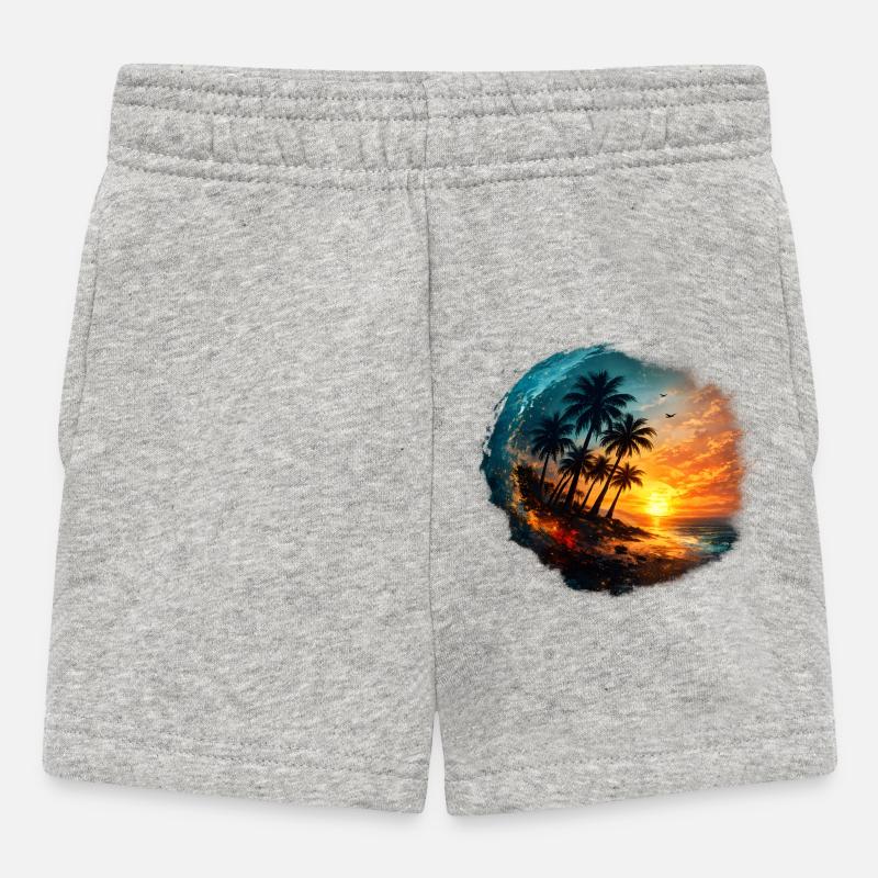 Sunset Palm Beach - Baby Shorts - Grau meliert