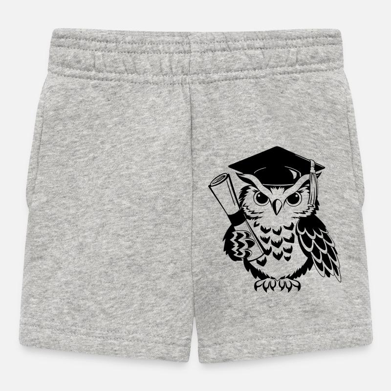 Schlaue Eule mit Doktorhut und Diplom - Baby Shorts - Grau meliert