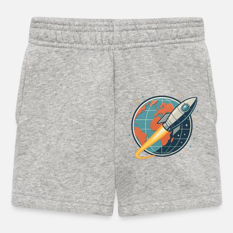 Rocket launch over globe - Baby Shorts - heather grey
