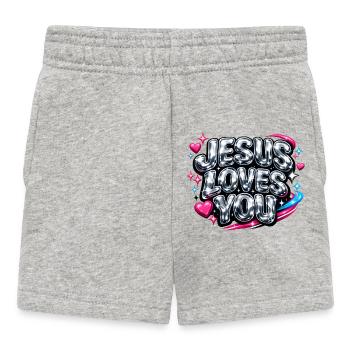 Jesus Loves You Streetwear - Baby Shorts - heather grey - Front