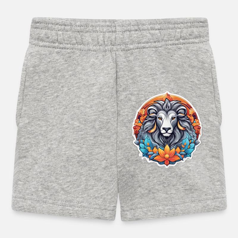 Lion floral coloré imprimé graphique - Short Bébé - gris chiné