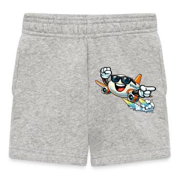 Fröhliches Flugzeug mit Sonnenbrille - Baby Shorts - Grau meliert - Vorne