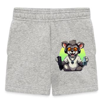Gamer Koala mit Headset - Baby Shorts - Grau meliert - Vorne