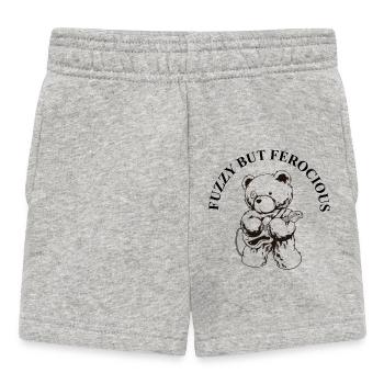 Fuzzy but Ferocious – Bear Rock Saying - Baby Shorts - heather grey - Front