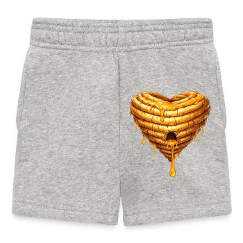 Herz Bienenkorb mit Honig Illustration  - Baby Shorts - Grau meliert - Vorne