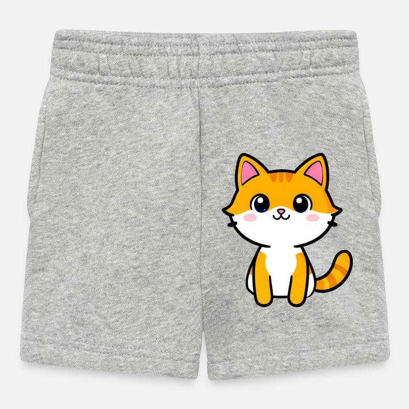 Dessin animé Kawaii Orange Kitten - Short Bébé - gris chiné
