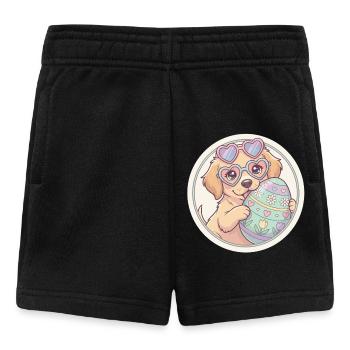 Hündchen mit Herzbrille und Osterei - Baby Shorts - Schwarz - Vorne