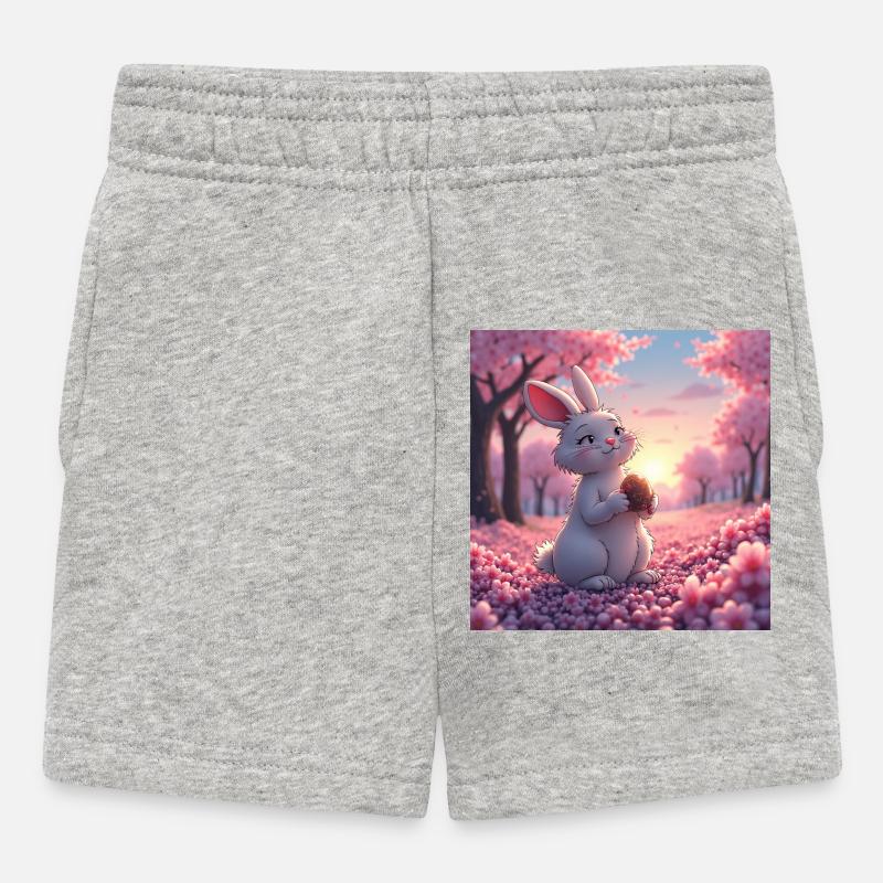 dessin manga d'un mignon lapin - Short Bébé - gris chiné