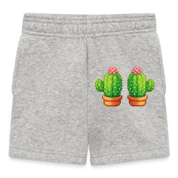 Pixelkaktus Zwillinge im Topf - Baby Shorts - Grau meliert - Vorne