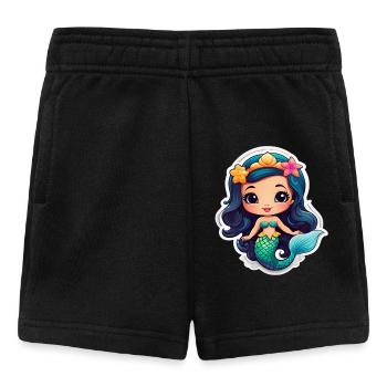 Sirène kawaii aux fleurs - Short Bébé - noir - Devant