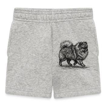 Zwergspitz Sketch – Minimalistisches Hund Design - Baby Shorts - Grau meliert - Vorne