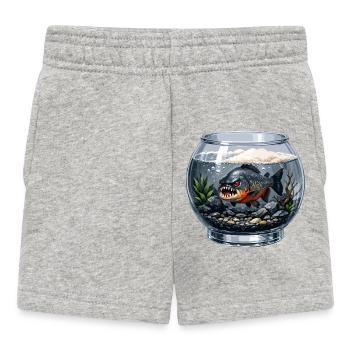 Piranha im Glasbehälter - Baby Shorts - Grau meliert - Vorne