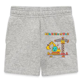 Kleiner Bauarbeiter am Kran - Baby Shorts - Grau meliert - Vorne