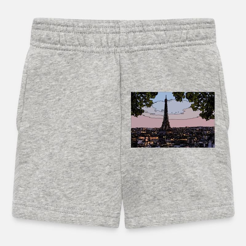 Ambiance du soir parisien à la tour Eiffel - Short Bébé - gris chiné