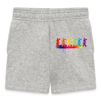 Bunte Hasen Silhouette Regenbogen Kinder Motiv - Baby Shorts - Grau meliert - Vorne