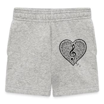 Musik Herz Notenschlüssel Liebe Sound - Baby Shorts - Grau meliert - Vorne