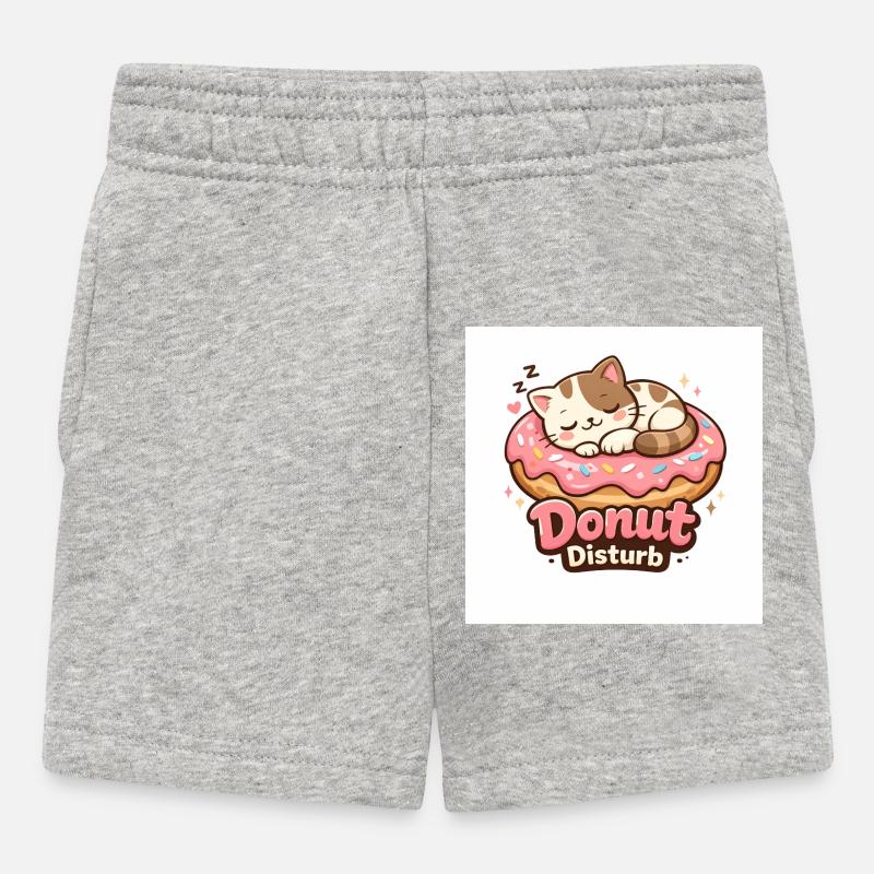 Donut Disturb – Cute Cat in Donut - Short Bébé - gris chiné