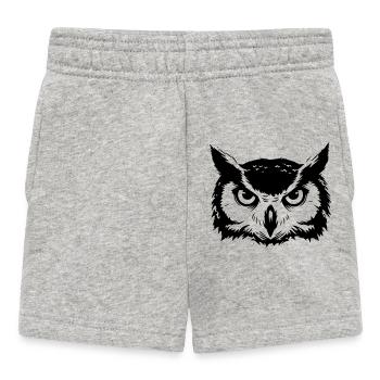 Owl Head Eagle Owl Silhouette - Baby Shorts - heather grey - Front