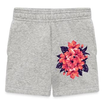 Bouquet d’hibiscus en rouge corail - Short Bébé - gris chiné - Devant