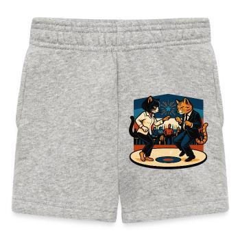 Zwei Retro-Katzen tanzen – Vintage Stil - Baby Shorts - Grau meliert - Vorne
