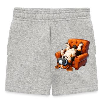Pug VR Gamer Armchair Cartoon - Baby Shorts - heather grey - Front