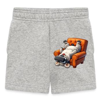 Dog with VR glasses in armchair - Baby Shorts - heather grey - Front