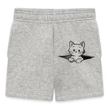 Illustration du chaton dans une bourse - Short Bébé - gris chiné - Devant