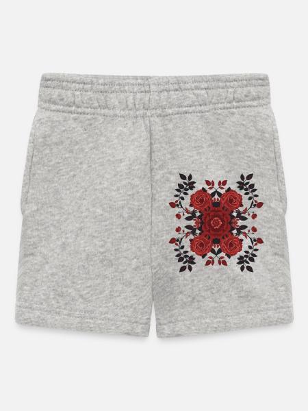 Rote Rosen Symmetrie Muster - Baby Shorts - Grau meliert