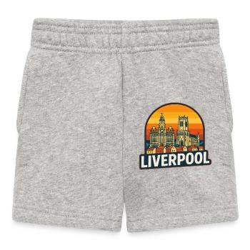 Vintage Liverpool Skyline Retro-Sonnenuntergangsdesign - Baby Shorts - Grau meliert - Vorne