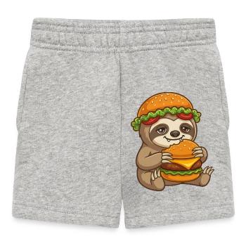 Dessin animé Paresseux avec Burger - Short Bébé - gris chiné - Devant