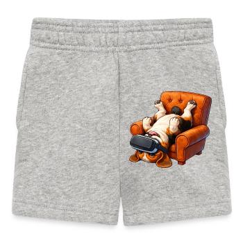 Dog with VR glasses in armchair - Baby Shorts - heather grey - Front