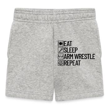 Manger, dormir, faire du bras de fer, répéter, bras de fer - Short Bébé - gris chiné - Devant