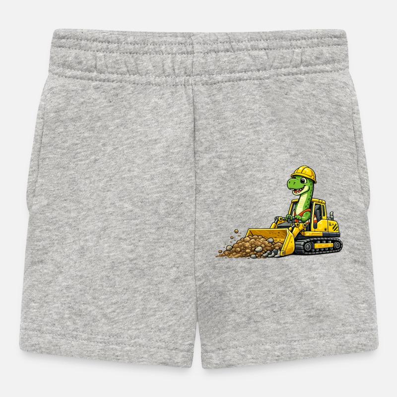 Bulldozer ouvrier du bâtiment Dino - Short Bébé - gris chiné